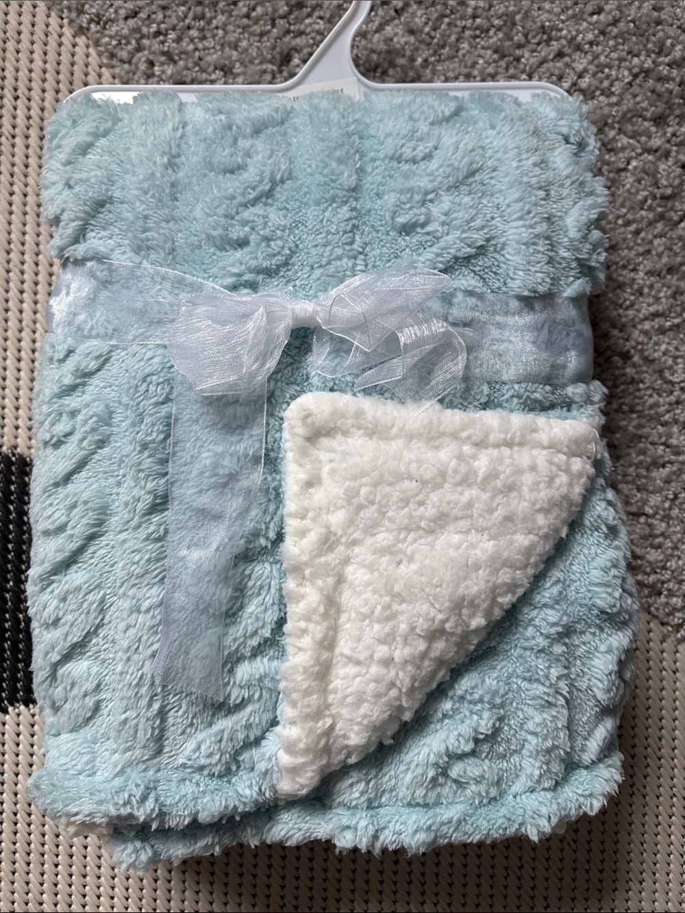 Luxurious Light Blue Sherpa-Back Throw Blanket by Elephant and Castle